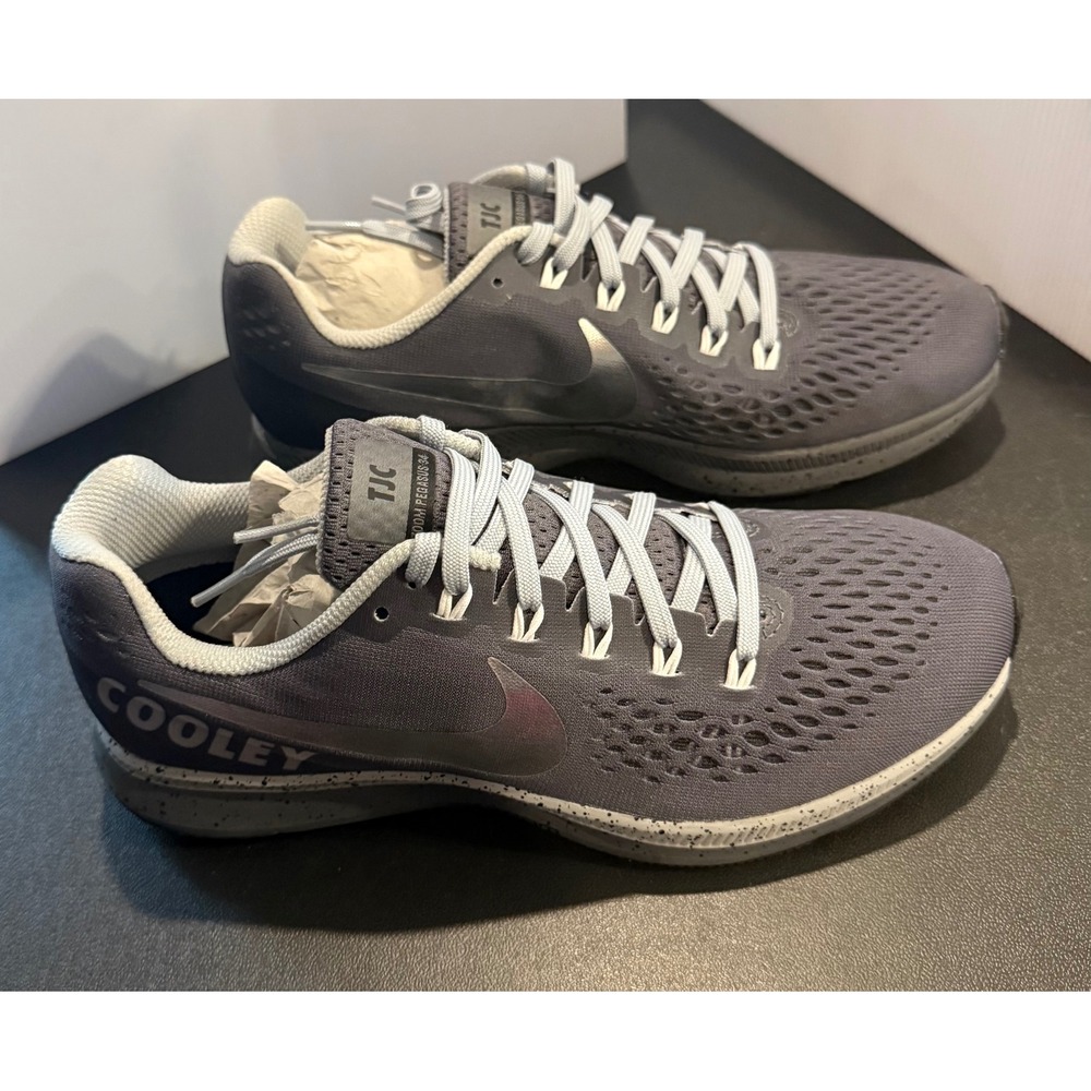 Air Nike Mens Zoom Pegasus 34 Grey Running Shoes AH1821-991 NikeID Custom NEW